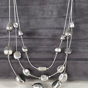 Chico's Silver Multi-Strand Necklace And Earrings